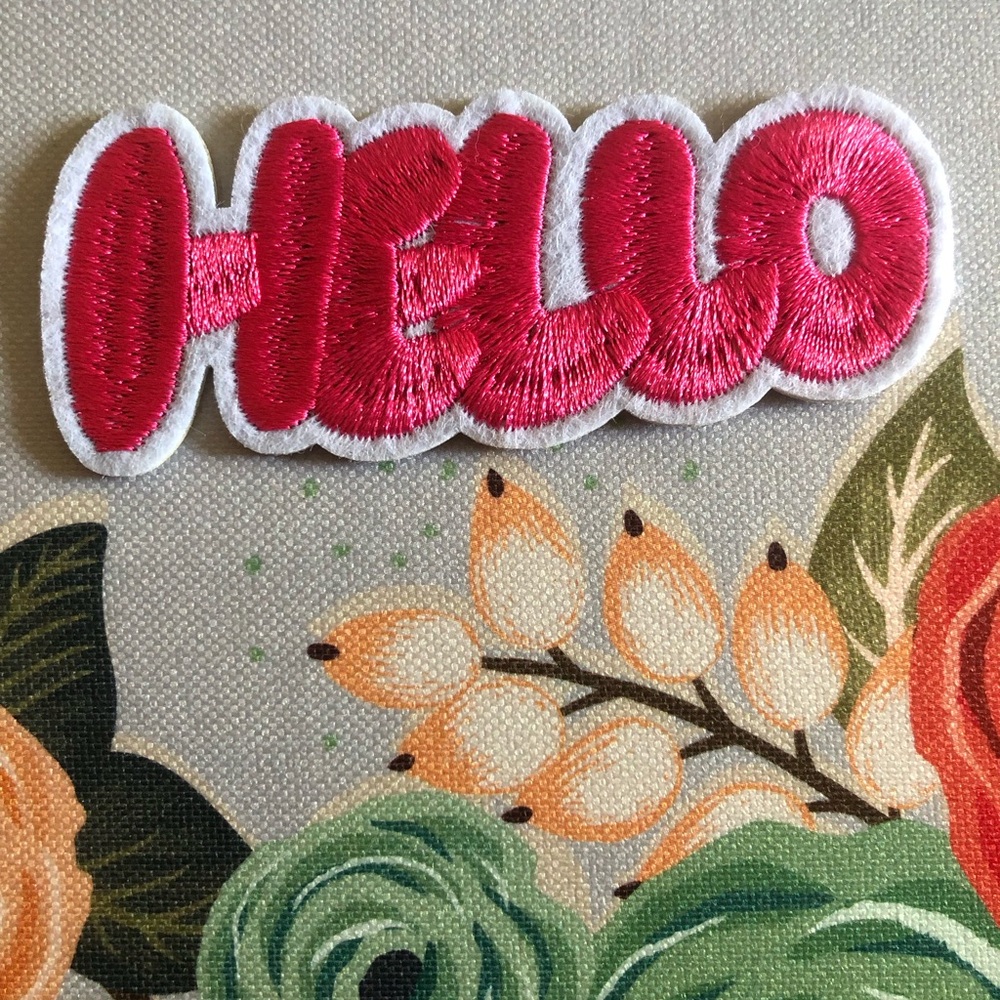 Hello Pink Embroidered Patch - Iron-On Women’s Accessory